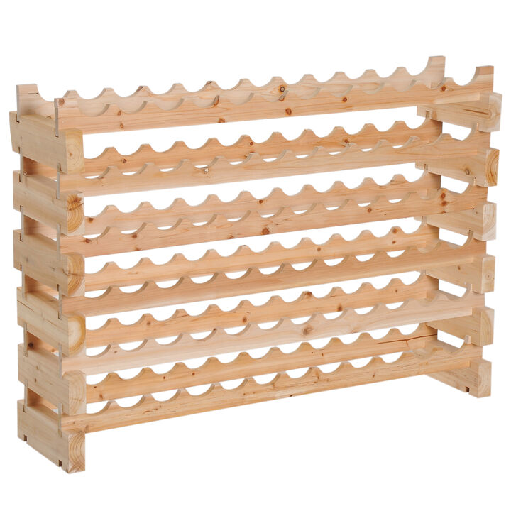 72 Bottles Wine Rack Solid Natural Wood Storage 6 Rows Home Furniture Stackable