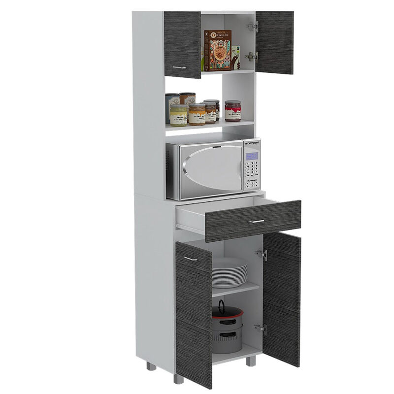 Microwave Cabinet Madison, Kitchen, White / Smoky Oak