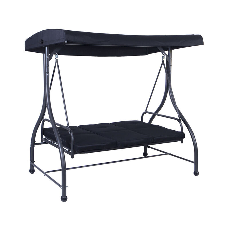 3 Seats Outdoor Swing Hammock with Adjustable Tilt Canopy