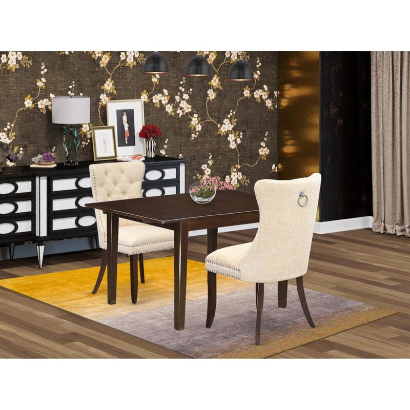 3 Piece Kitchen Table Set Contains a Rectangle Dining Table with Butterfly Leaf