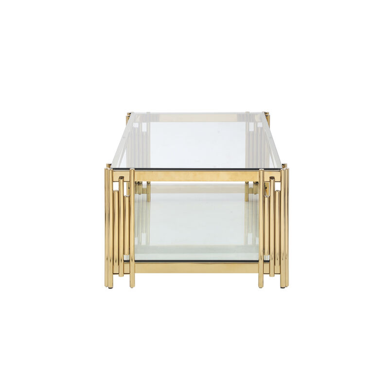 Golden Stainless Steel Double Layer Coffee Table