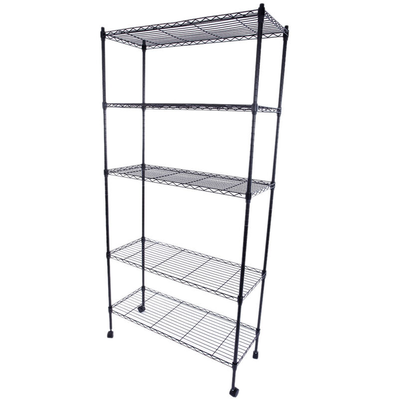 5-Layer Plastic Coated Iron Shelf with Nylon Wheels