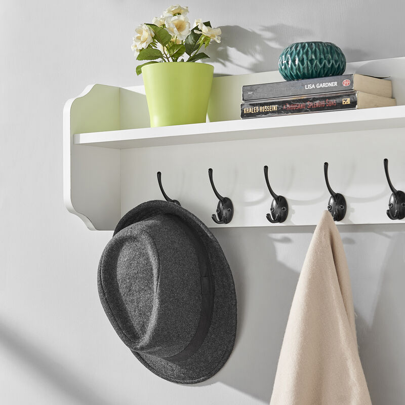 Utility Coat Rack Wall Shelf Organizer with Hooks