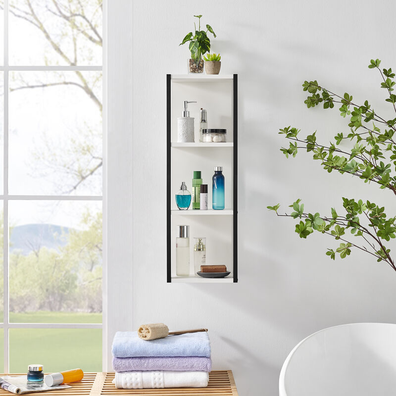 Recife Vertical Three-Tier Modern Shadow Box Cube Display Wall Shelf