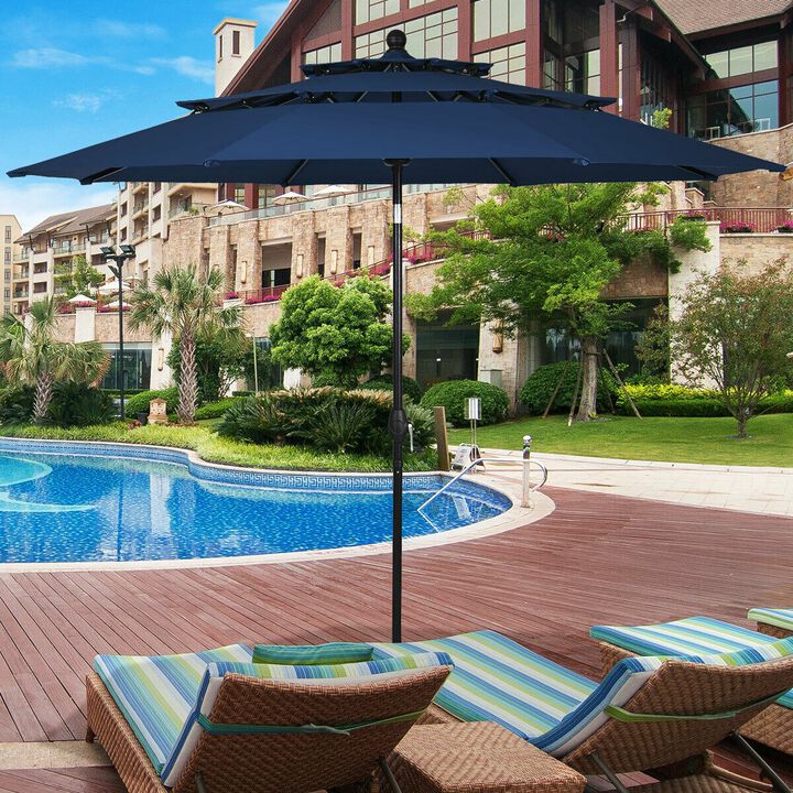 10ft 3 Tier Patio Umbrella Aluminum Sunshade Shelter Double Vented without Base