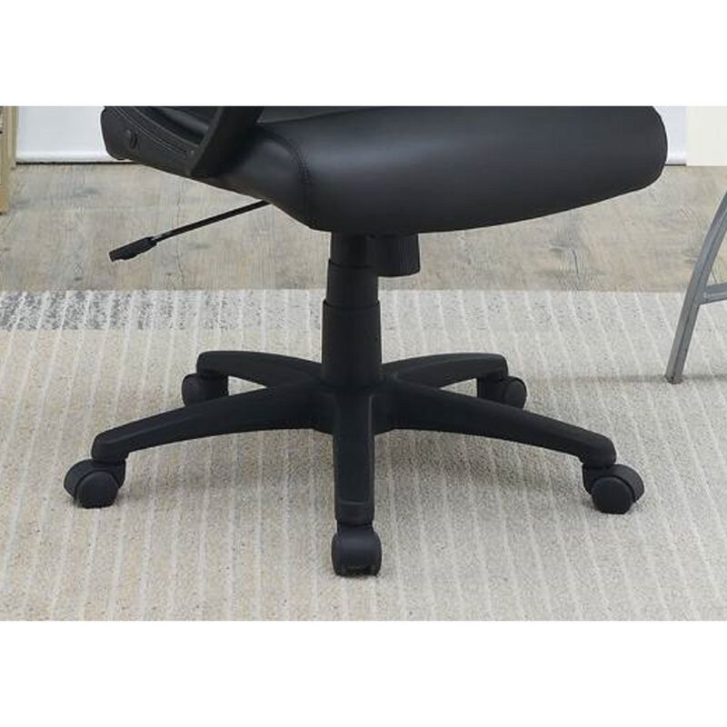 Black Faux Leather Cushioned Upholstered 1 Piece Office Chair Adjustable Height Desk Chair Relax