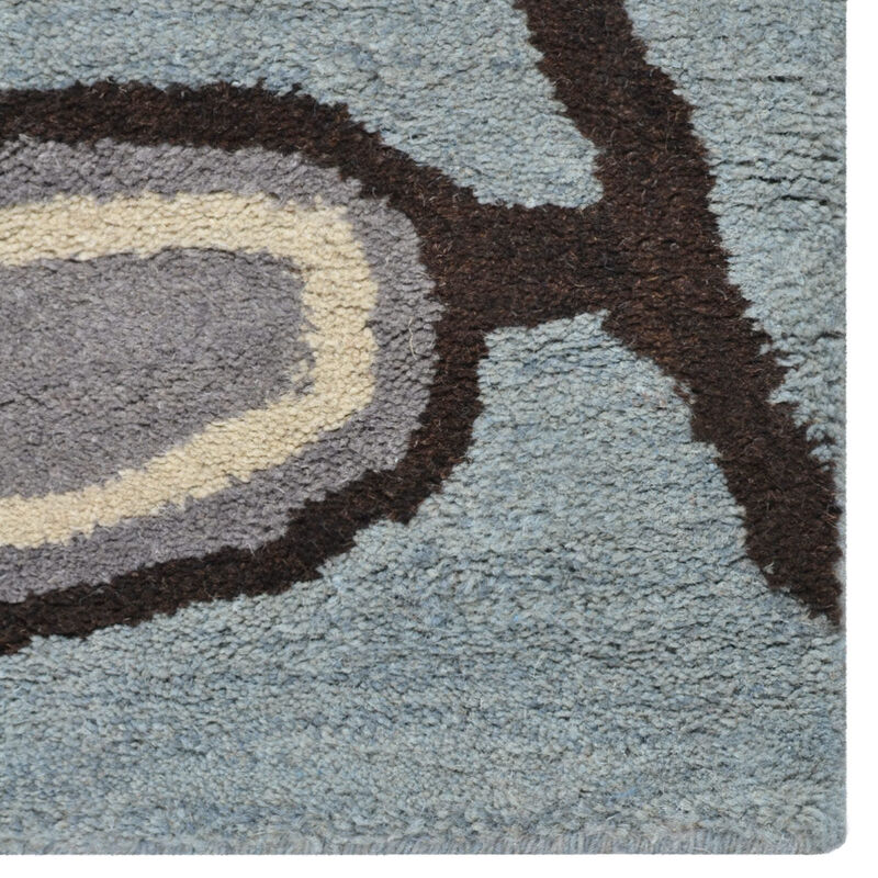 RUGSOTIC CARPETS HAND TUFTED WOOL ECO-FRIENDLY AREA RUGS  - 5'x8', Rectangle Shape, Light Blue, Floral Modern Design, High Pile Thick Handmade Area Rugs for Living Room, Bed Room (K00735)
