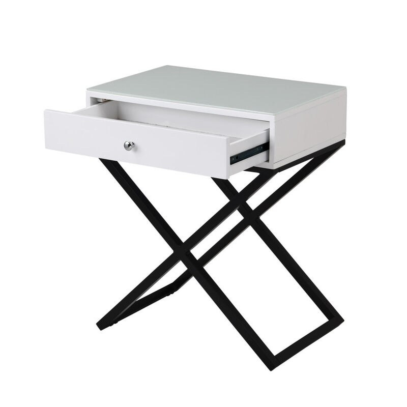 Streamdale Koda End Table with Glass Top and Drawer