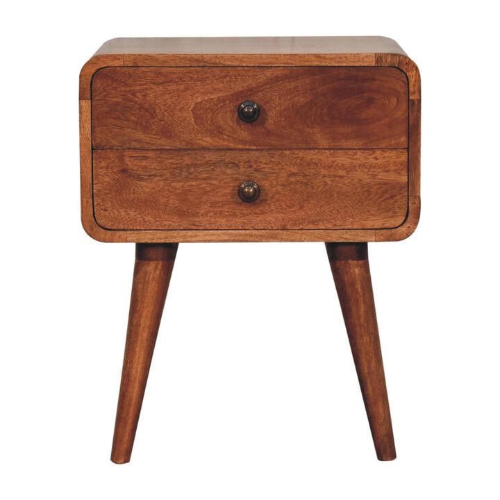 Artisan Furniture Solid Wood Curved Honey Caramel Bedside
