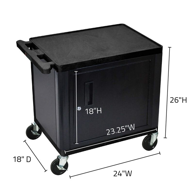 Luxor Black 2 Shelf A/V Cart W/ Cabinet 26" H