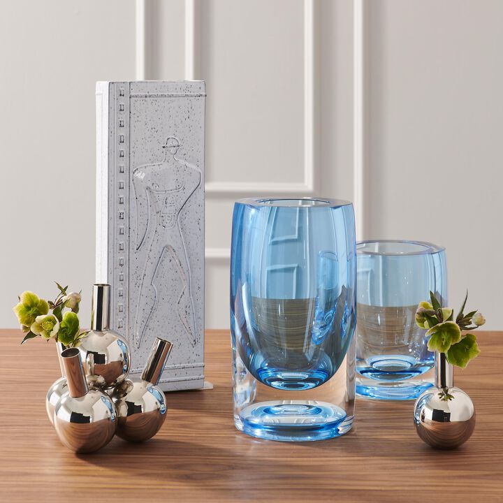 Thick Cylinder Vase- Blue Small