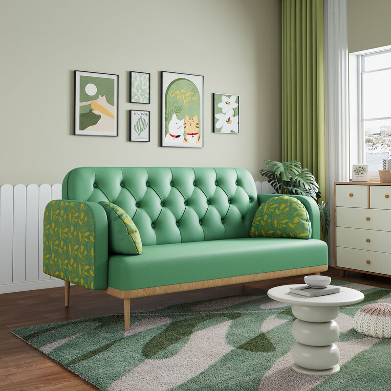 Merax Modern Upholstered Two-Seater PU Sofa