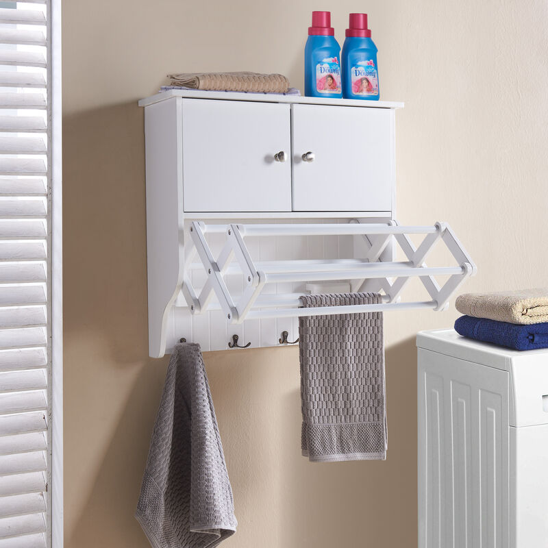 Accordion Expandable / Collapsible Wall Mount Drying Rack with Cabinet
