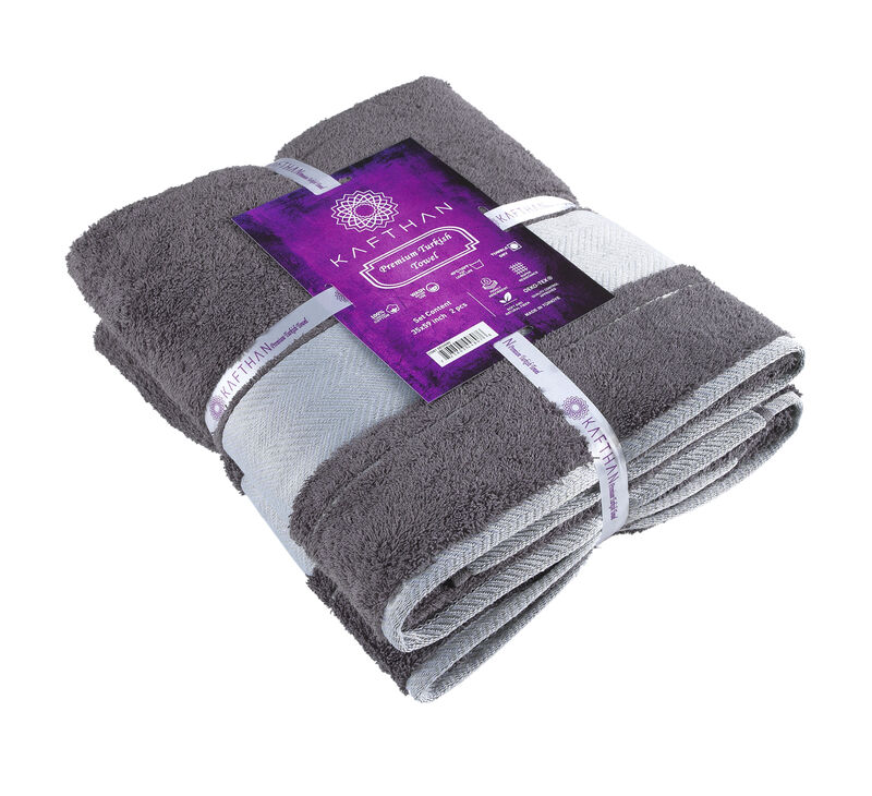 KAFTHAN Textile Fishbone Turkish Cotton Bath Towels (Set of 2)