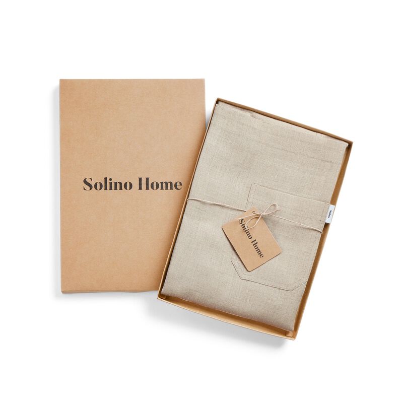 Solino Home 100% Pure Linen Bib Apron 33 x 30 Inch