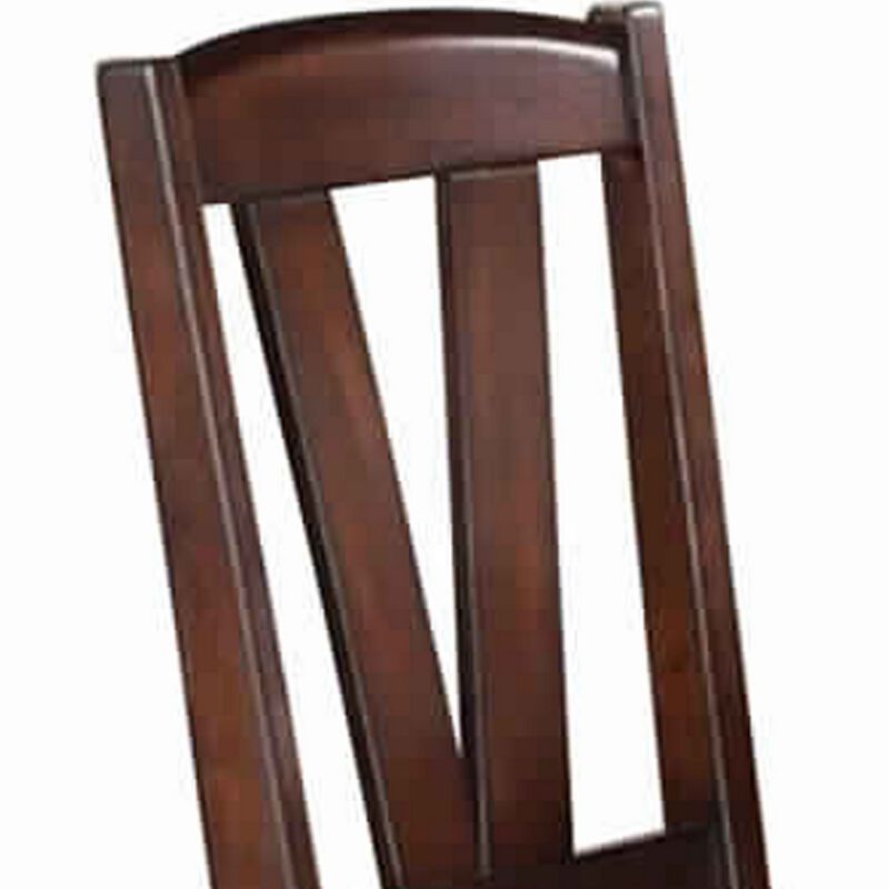 Solid Wood Leather Seat Side Chair Brown Set of 2-Benzara