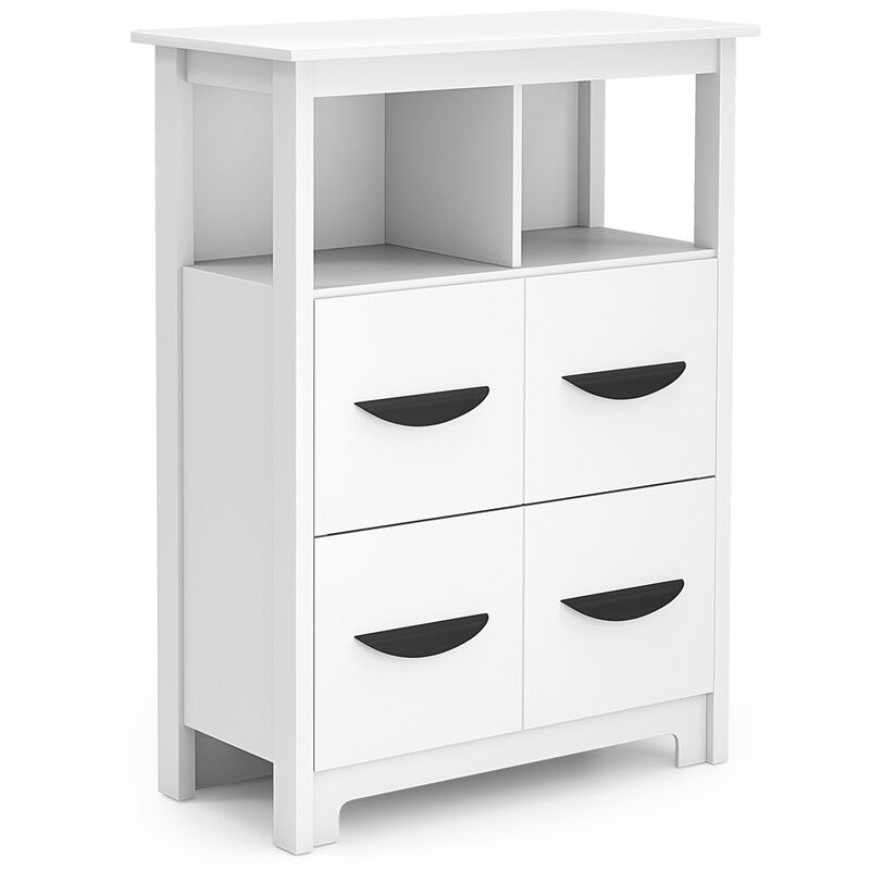 Floor Cabinet with 2 Open Compartments and 2 Drawers