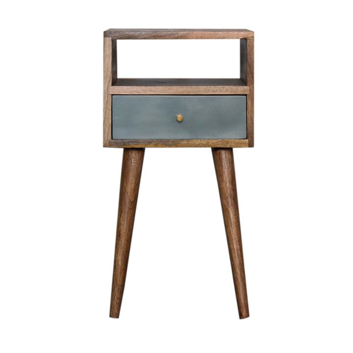 Mini Duck Egg Painted Oak-ish Solid Wood  1 Drawer NightStand