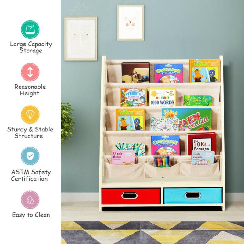Hivvago Kids Book and Toys Organizer Shelves