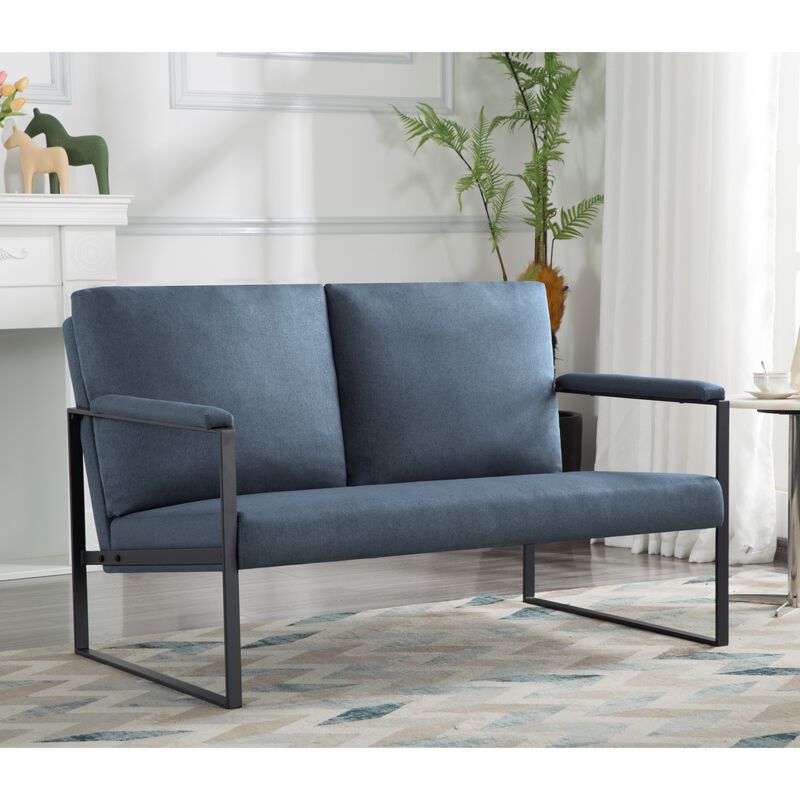 49.2 in. W Square Arm Linen Blend Modern Straight Sofa