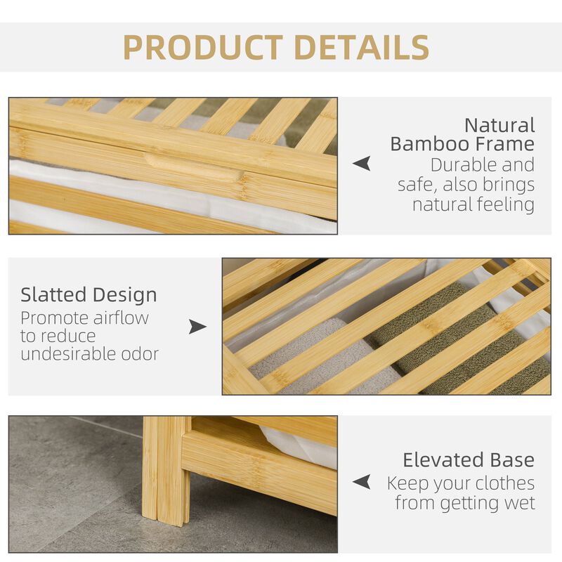 Bamboo Laundry Storage: Hamper with Lid for Bathroom/Bedroom