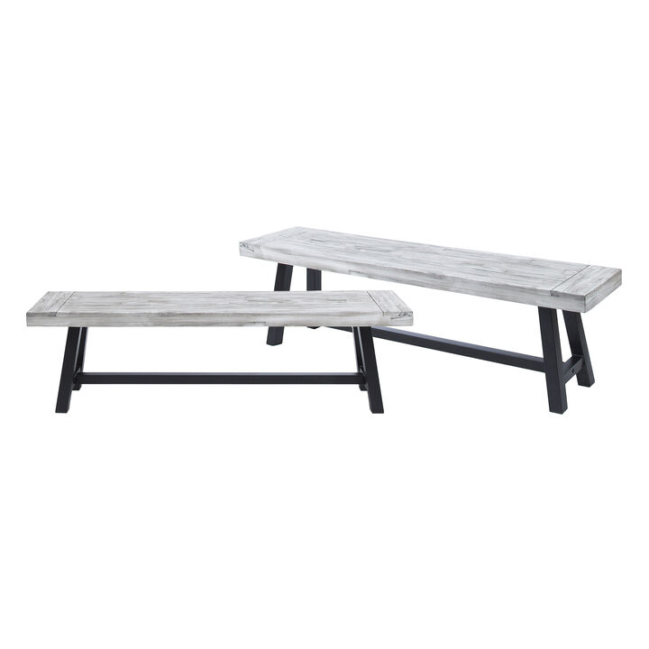 Merax Acacia Wood Rustic Outdoor Dining Benches 2PCS