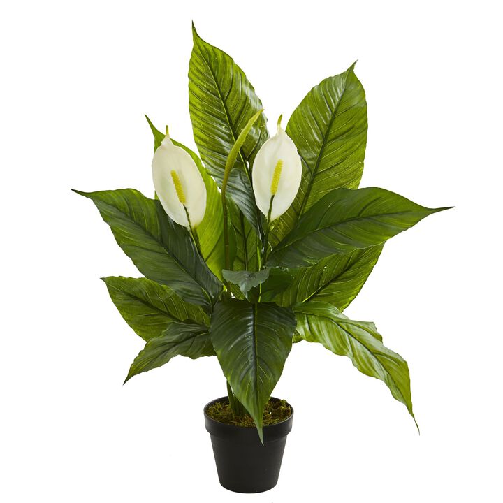 Hivvago 26" Spathiphyllum Artificial Plant (Real Touch)