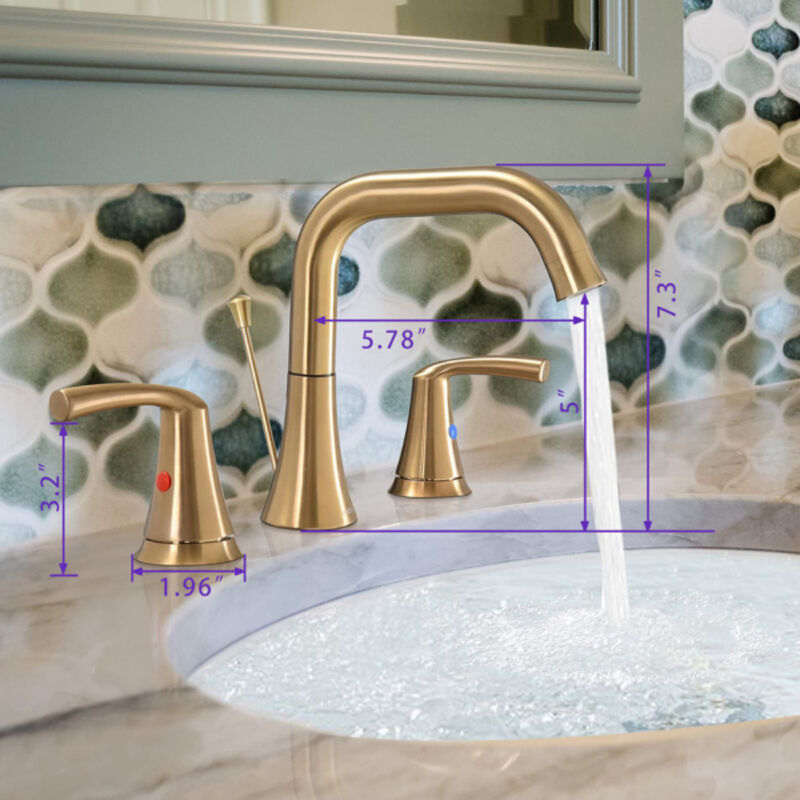 2-Handle Bathroom Faucet with Pop-Up Drain and 360° Swivel High Arc Spout