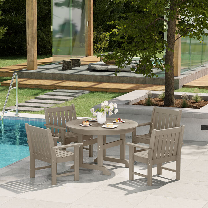 WestinTrends 5-Piece HDPE Outdoor Patio Chair and Round Table Dining Set