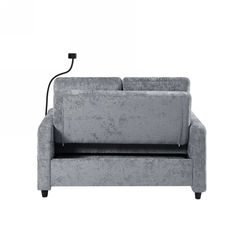 Merax Modern Loveseat Pull-out Sofa Bed with Cup Holders