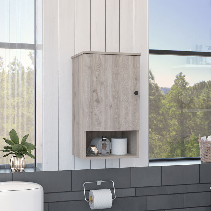 DEPOT E-SHOP Cottonwood Medicine Single Door Cabinet, Three Shelves, Light Gray