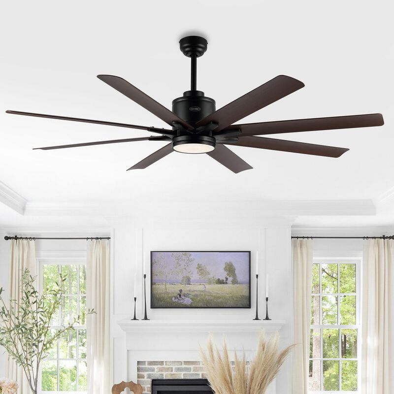 Octo Contemporary Industrial Iron/Plastic Ceiling Fan with Integrated LED Light