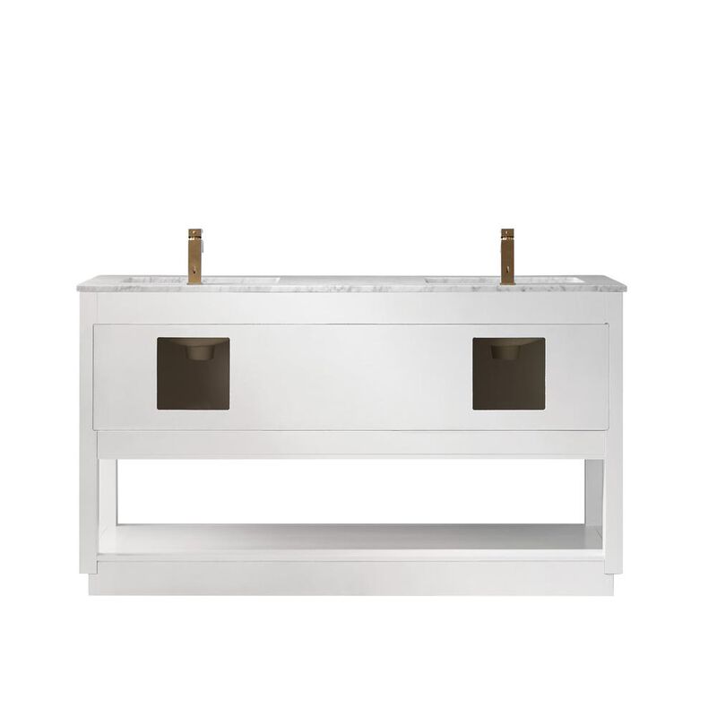 Altair 60 Double Bathroom Vanity Set in White without Mirror