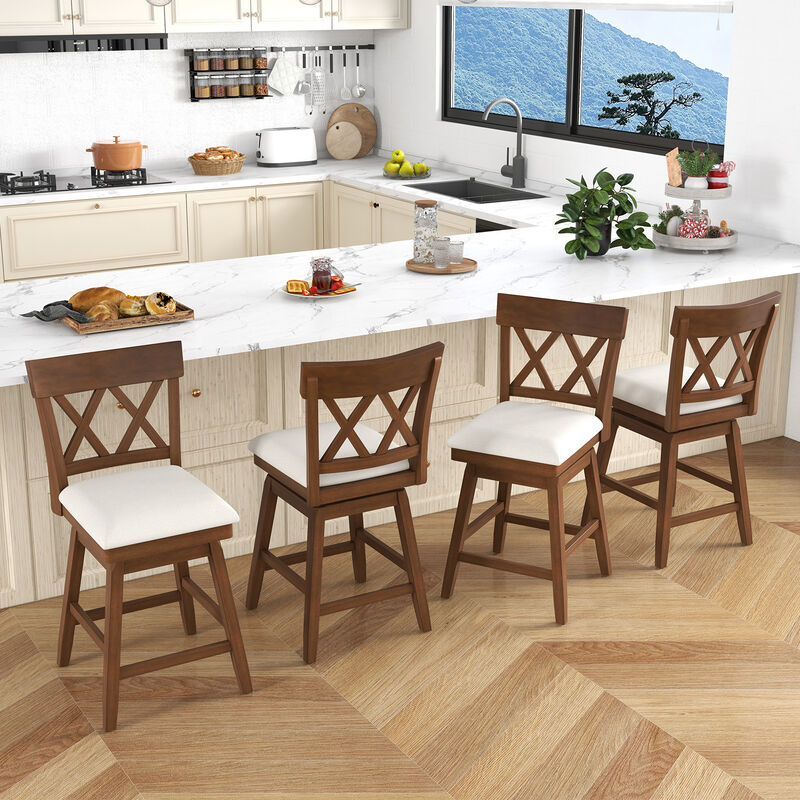 Bar Stool with Contoured Backrest and Swivel Padded Seat