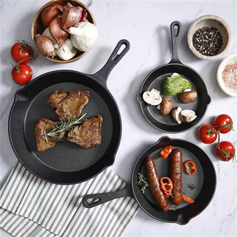 Pre-Seasoned Cast Iron 3-Piece Skillet Frying Pan Set Perfect for Indoor & Outdoor Cooking