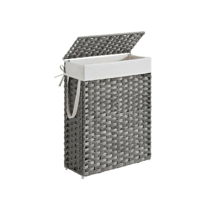 Slim Laundry Hamper with Lid for Space-Saving Storage
