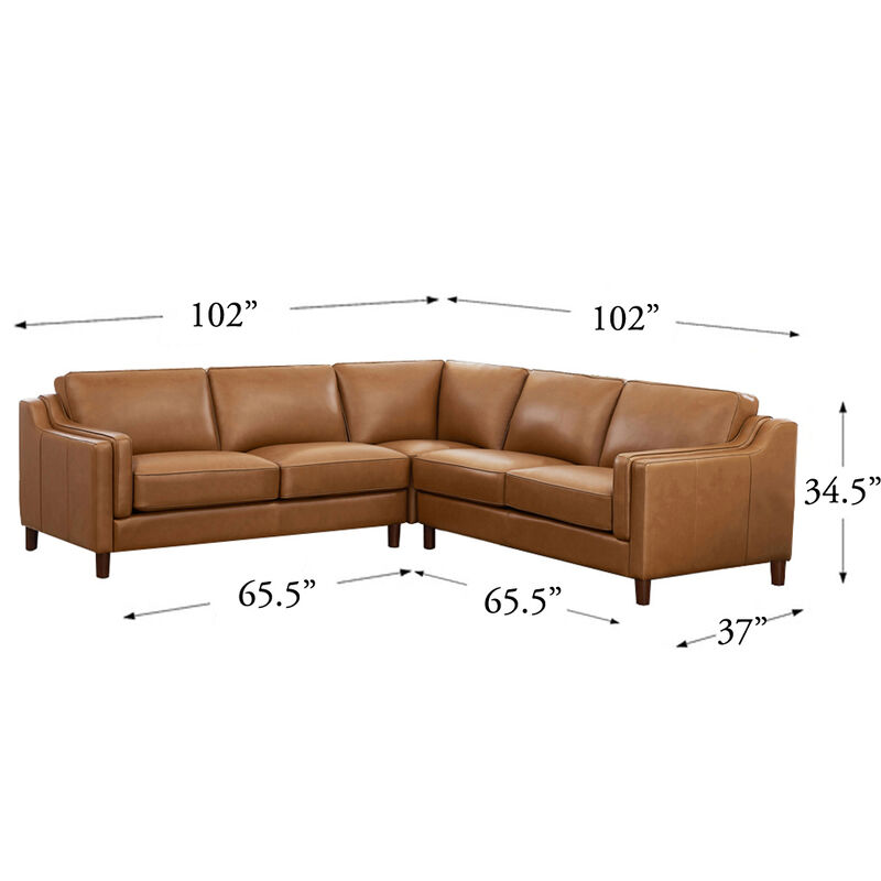 Bella Top Grain Leather Symmetrical Sectional
