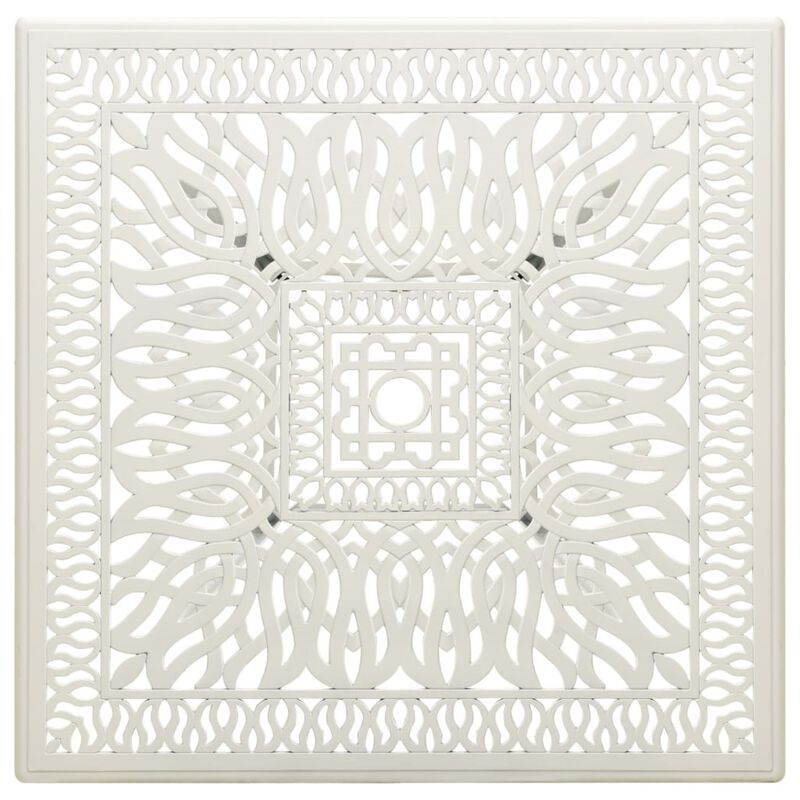 vidaXL Garden Table White 35.4"x35.4"x28.7" Cast Aluminum