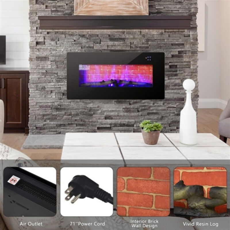 Electric Fireplace Heater – Wall-Mount or Freestanding, Remote-Controlled with Adjustable Flames & Temperature