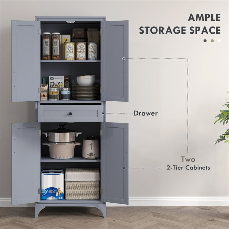 Multi-Functional Kitchen Cabinet with Adjustable Shelves