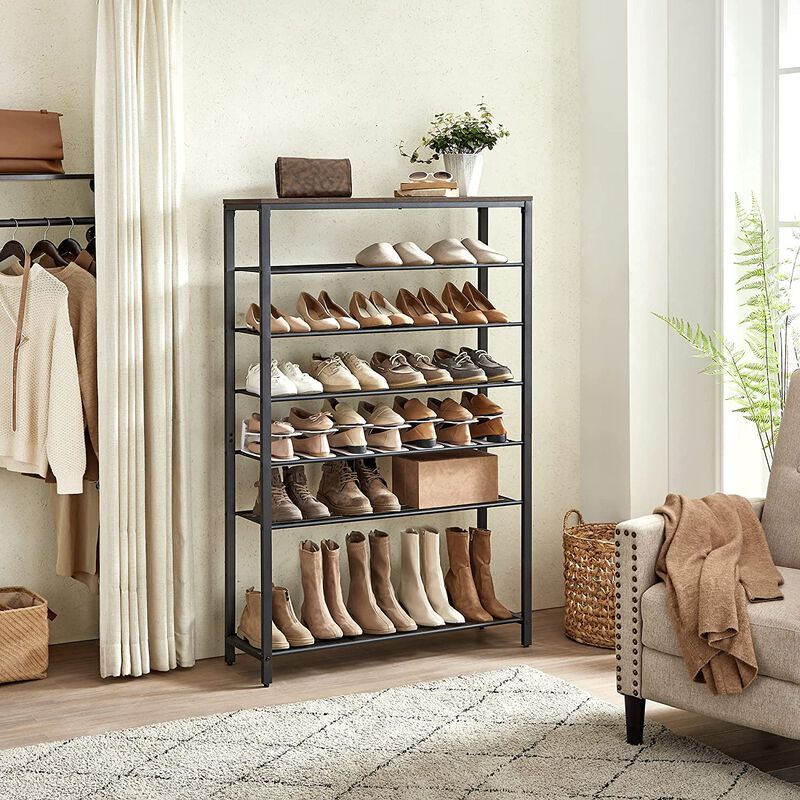 Shoe Storage Rack with 4 Mesh Shelves and Large Surface for Bags - Entryway Organizer
