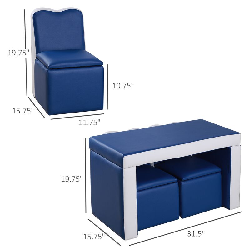 Blue Kids' Multitasker: 2-in-1 Sofa/Table Set with Storage