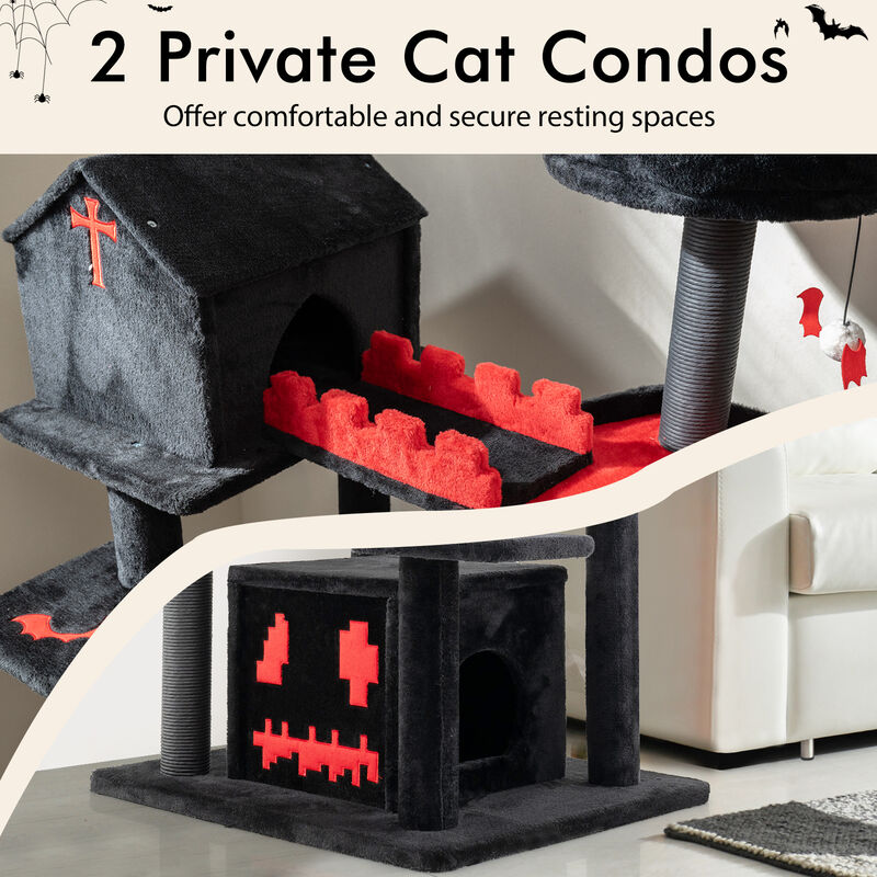 Gothic Cat Tree  Tall Cat Tower 6-Tier Cat Activity Center with Coffin Bed