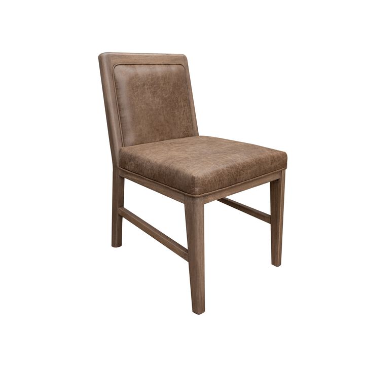 Okai Dining Side Chair Set of 2, Brown Upholstered Padded, Solid Wood