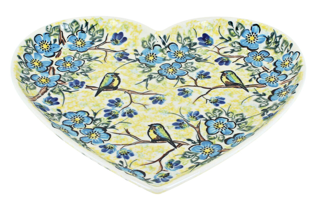 Blue Rose Polish Pottery Sierra Large Heart Plate
