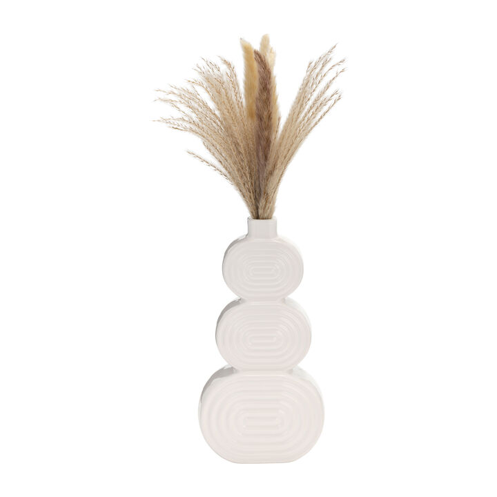 12" Wt Cer Stack Circles Vase