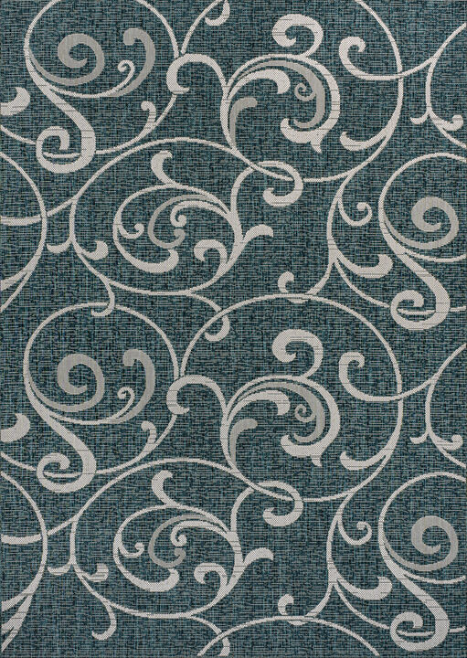 Maribel Traditional Classic All-Over Scroll Turquoise/Cream 8 ft. x 10 ft. Indoor/Outdoor Area Rug