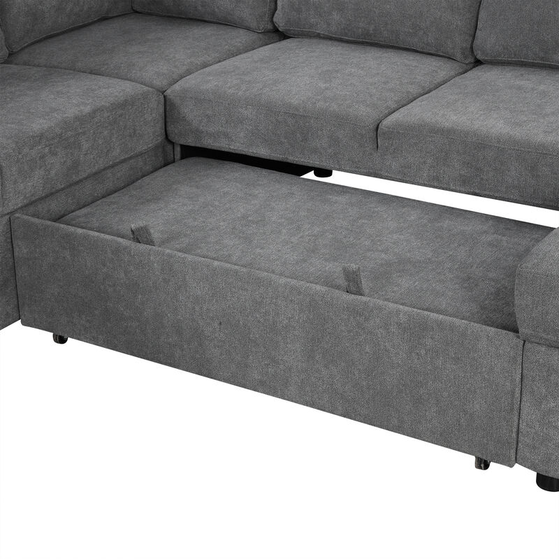 Merax U-shaped Sectional Sofa Pull-out Sofa Bed
