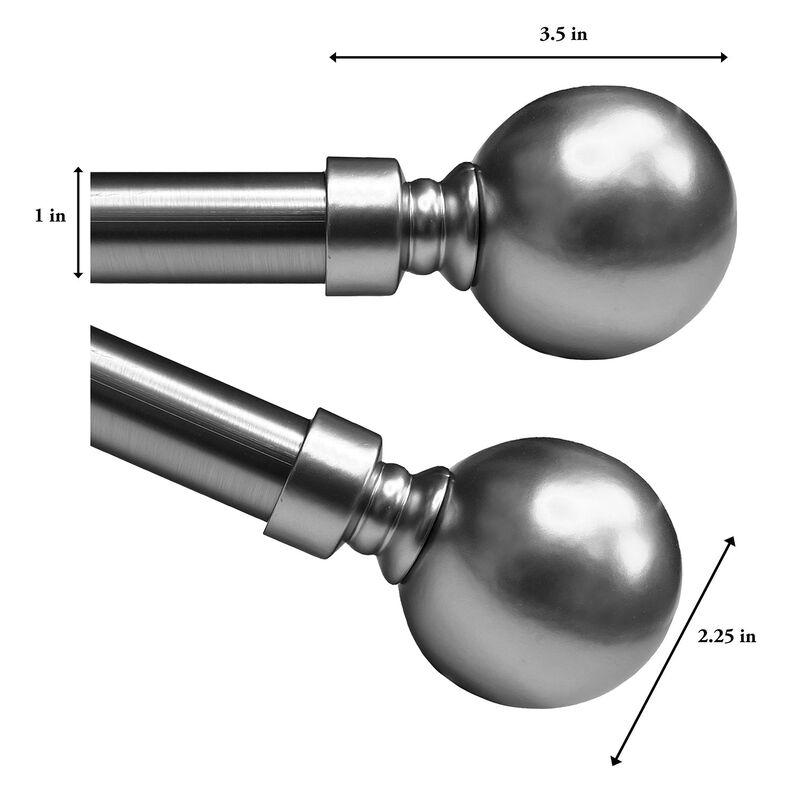 Esencial Orb Curtain Rod Set, Adjustable Length From 72" to 144"