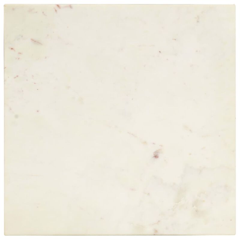 vidaXL Coffee Table White 15.7"x15.7"x13.8" Real Stone with Marble Texture